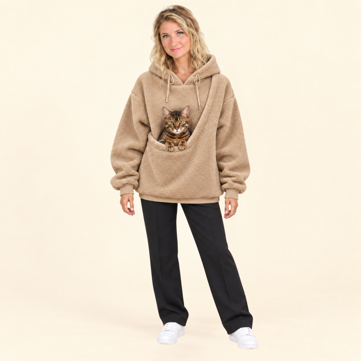Women's Loose Plaid Pullover Fleece Sweatshirt